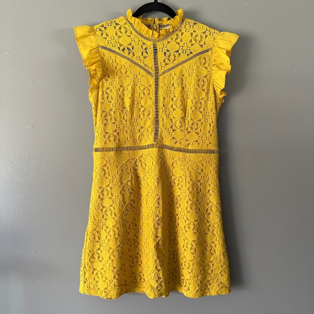 Yellow Lace Ruffle Dress